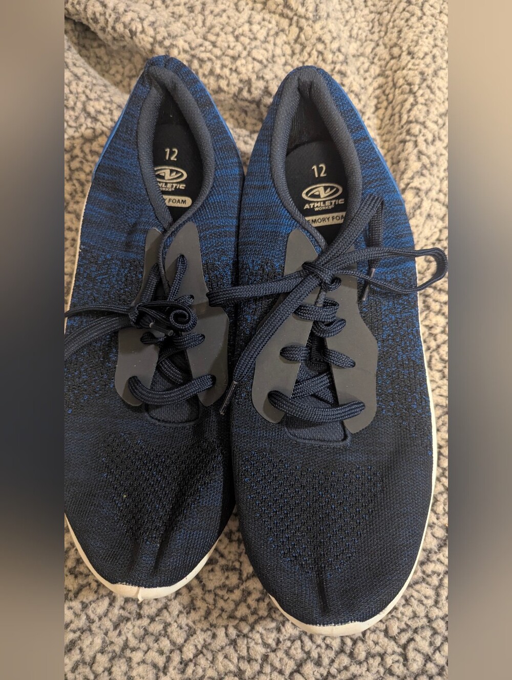 Athletic Works Men's Dark Blue Knit Lace-Up Sneakers